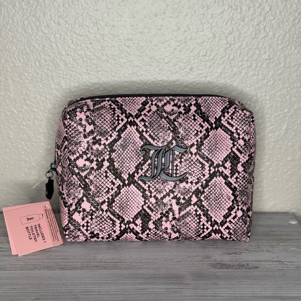 Juicy Couture Pink Snake Print Women's Cosmetic Bag